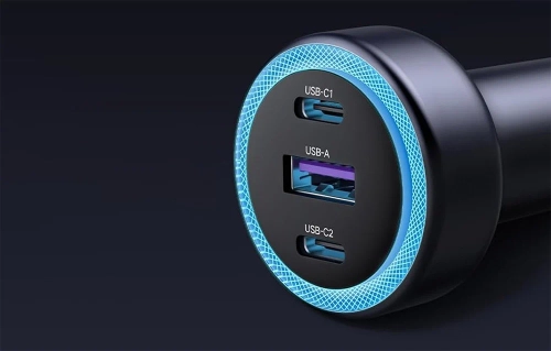 UGREEN EC307 car charger, USB + 2X USB-C, 30W (black)