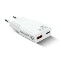 EverActive GaN SUPER SLIM SC-340Q mains charger with USB QC3.0 and USB-C PD 20W