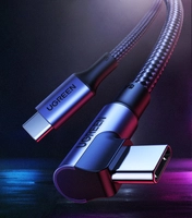 Кабель USB-C на USB-C, кутовий UGREEN US334 5A, PD 100W, 2м (чорний)