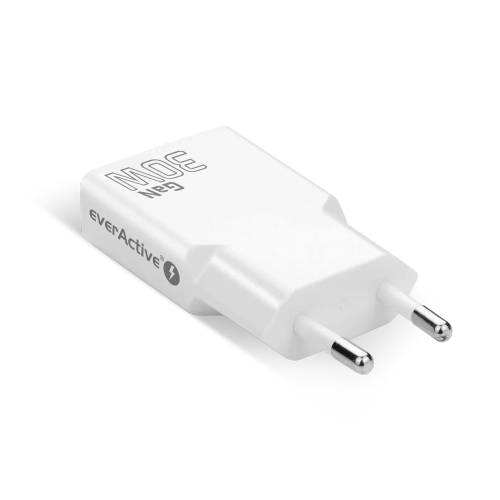 Мережевий зарядний пристрій everActive GN SUPER SLIM SC-380Q з USB QC3.0 та роз'ємом USB-C PD 30 Вт