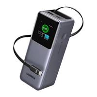 Павербанк 20000mAh Ugreen PB726 USB + USB-C, 165 Вт, вбудований кабель, сертифікат CCC (сірий)