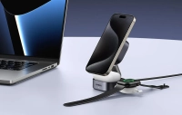 Ładowarka indukcyjna Qi2 2w1 Ugreen W702 do Iphone, AirPods, 15W (szara)