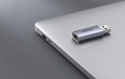 UGREEN CM383 Аудіоадаптер, USB - 3,5-мм міні-джек, AUX (сірий)