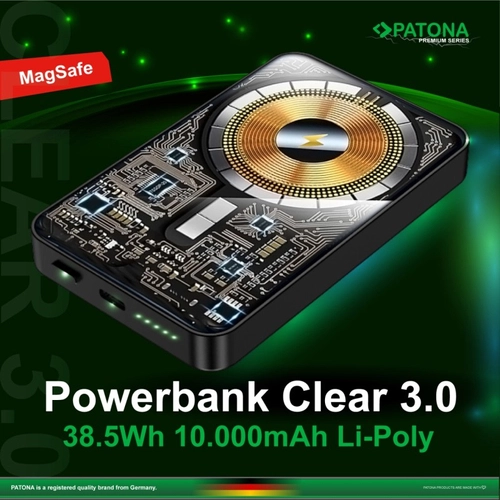 Портативний зарядний пристрій PATONA Premium Clear 3.0 PD20W 10 000 мА·год з MagSafe та бездротовою зарядкою