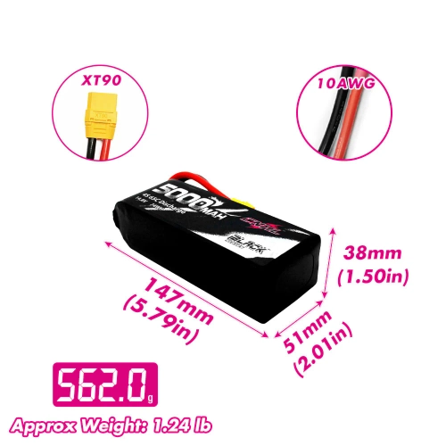 CNHL 5000mAh 14.8V 4S 65C (чорний) XT90 акумулятор