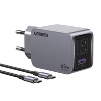 Ugreen Nexode Pro Wall Charger, USB + 2x USB-C, 65W + 1.5m USB-C Cable (Black)