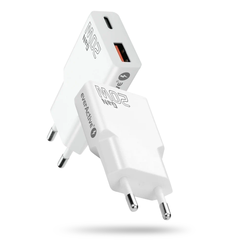 EverActive GaN SUPER SLIM SC-340Q mains charger with USB QC3.0 and USB-C PD 20W