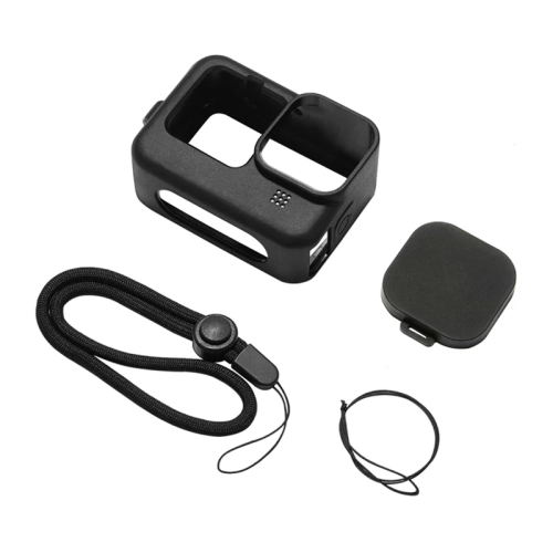 Силіконовий чохол Puluz для GoPro HERO12/HERO11/HERO10/HERO9 Black із захистом об'єктива та ремінцем (чорний)