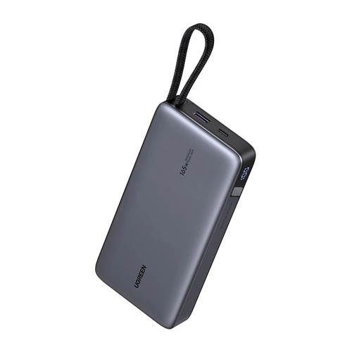 Павербанк 25000mAh Ugreen PB552, 165 Вт, USB + USB-C, вбудований кабель (сірий)