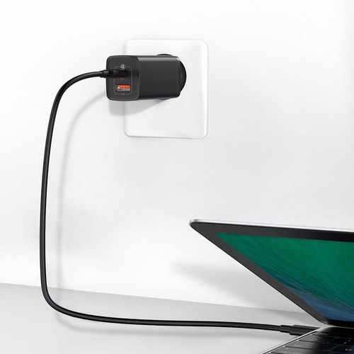 Ładowarka sieciowa Baseus GaN2 Lite, USB + USB-C, 65W, EU (czarna)