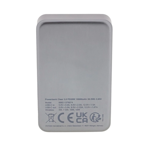 PATONA Premium Clear 3.0 PD20W 10,000 mAh MagSafe Power Bank with Wireless Charging
