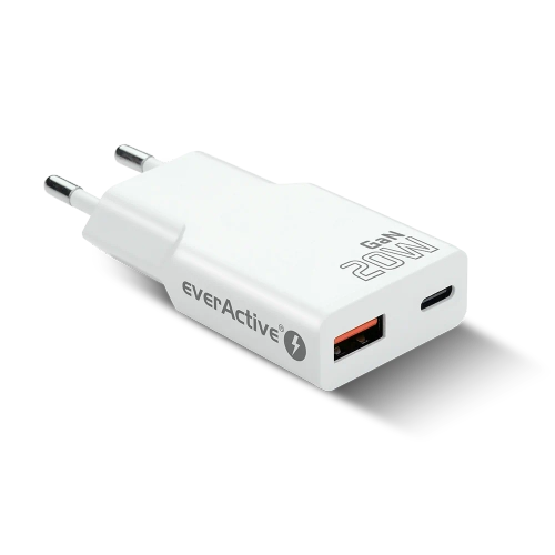 EverActive GaN SUPER SLIM SC-340Q mains charger with USB QC3.0 and USB-C PD 20W